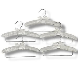 White Satin Padded Hangers Baby Clothes Blanket Pants Outfit Set Of 5